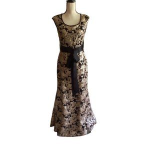 Betsy & Adam Womens Bronze Sequined Belt Evening Dress Gown Party Cocktail Sz 6